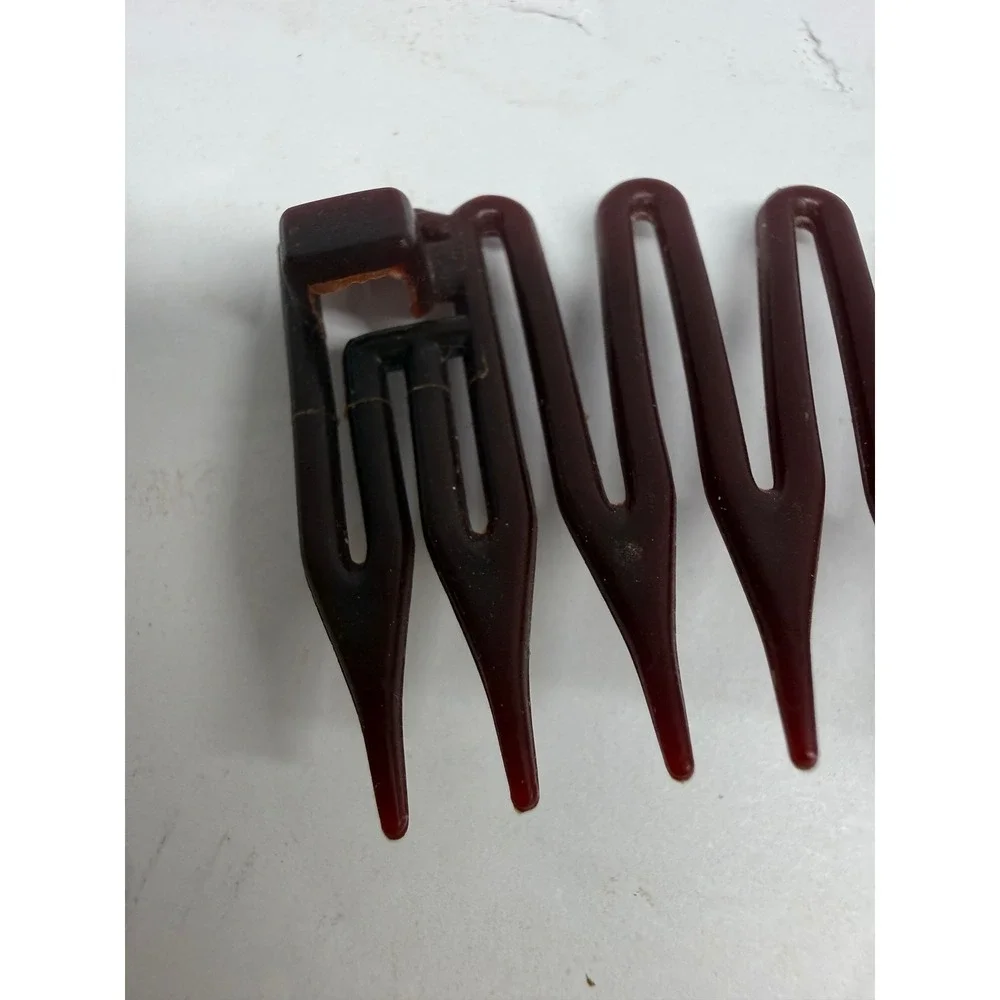 Vintage Burgundy Flexible Full Circle Tooth Comb Headband Accordion Hair Band